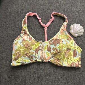 Floral Bikini Top with Zipper reversible